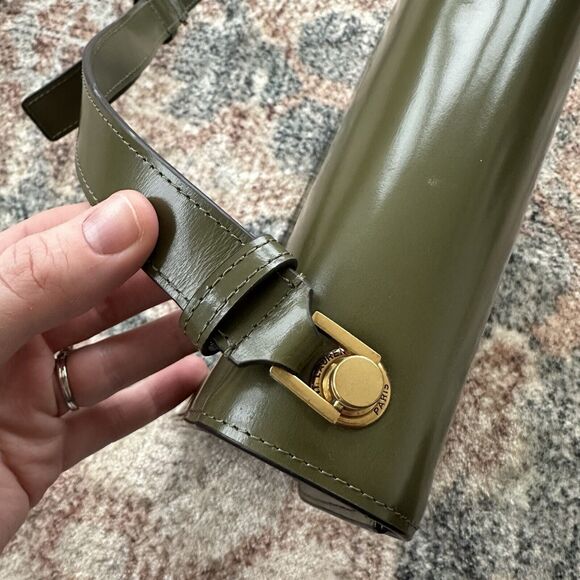 Saint Laurent Le Carre Leather Satchel Shoulder Bag Women's HTF Green Authentic - Picture 5 of 11
